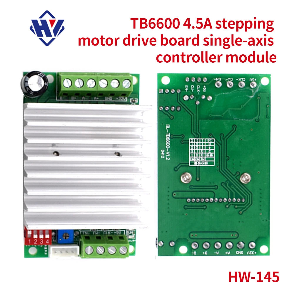 

Single Axis TB6600 4.5A DC 10-45V Two Phase Hybrid Stepper Motor Driver Controller Board TB6560 Module Short Circuit Protection