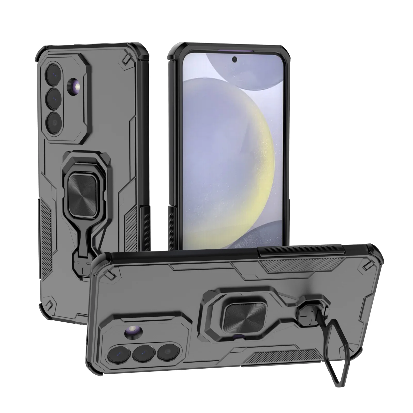 Magnetic Armor Shockproof Case with Metal Ring Stand
