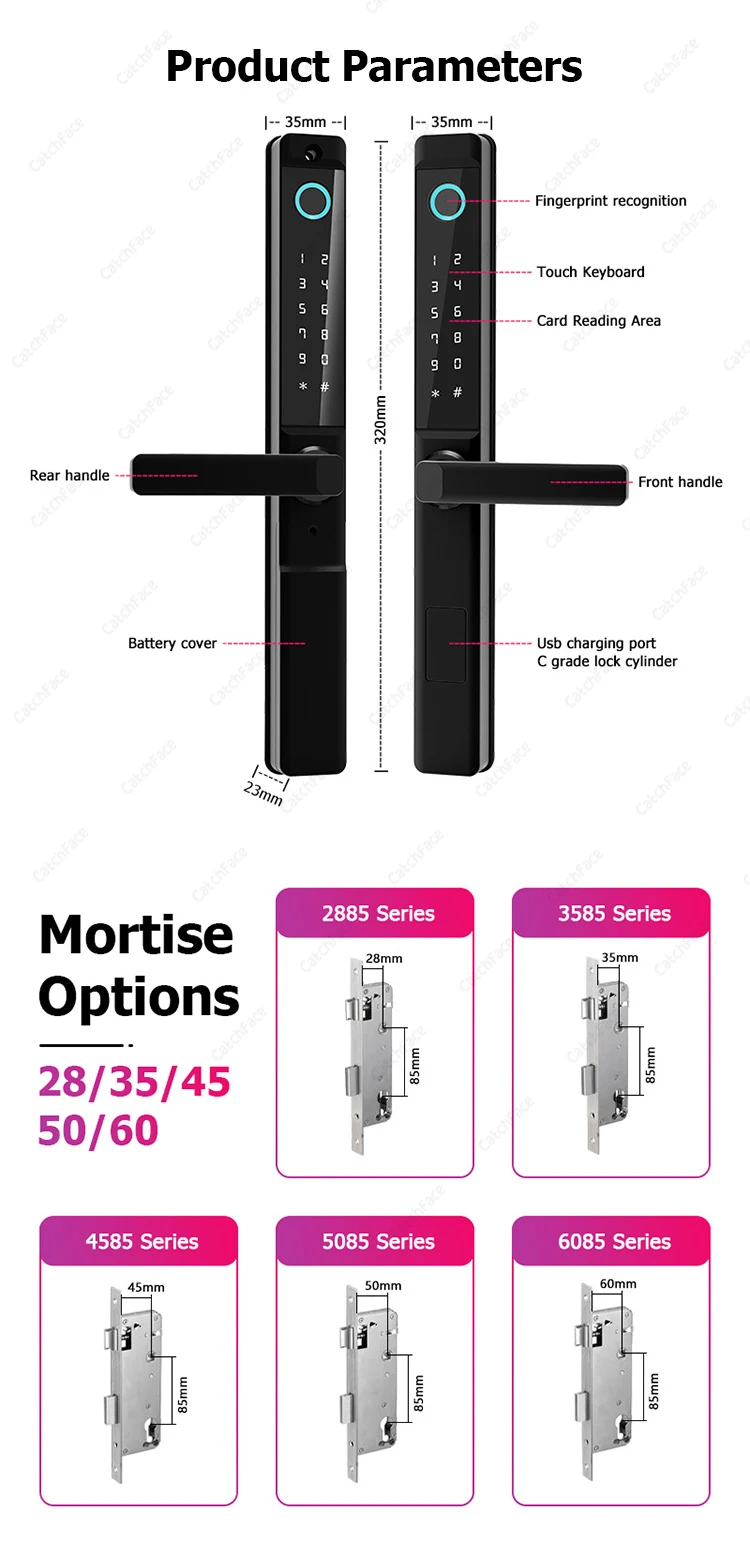 Waterproof Double-sided Gate Lock Fingerprint Lock APP RFID Code Keyless Smart