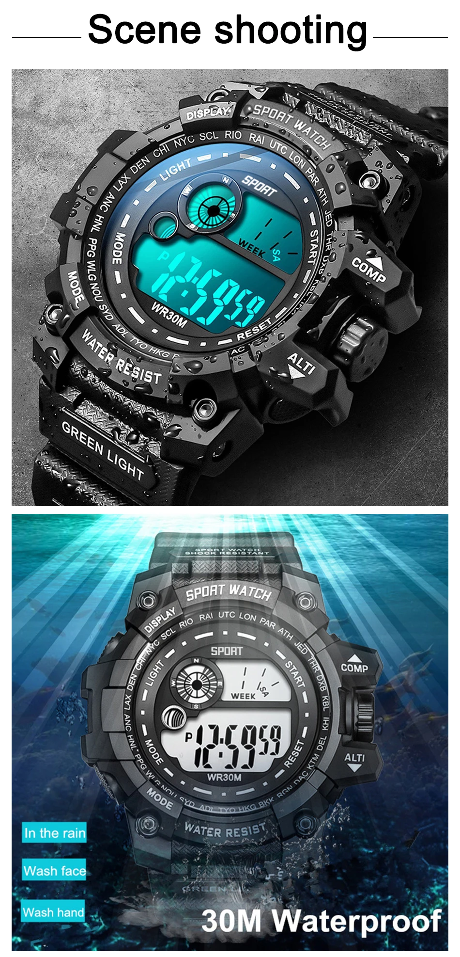 Orologio digitale sportivo per uomo - Cinturino in silicone