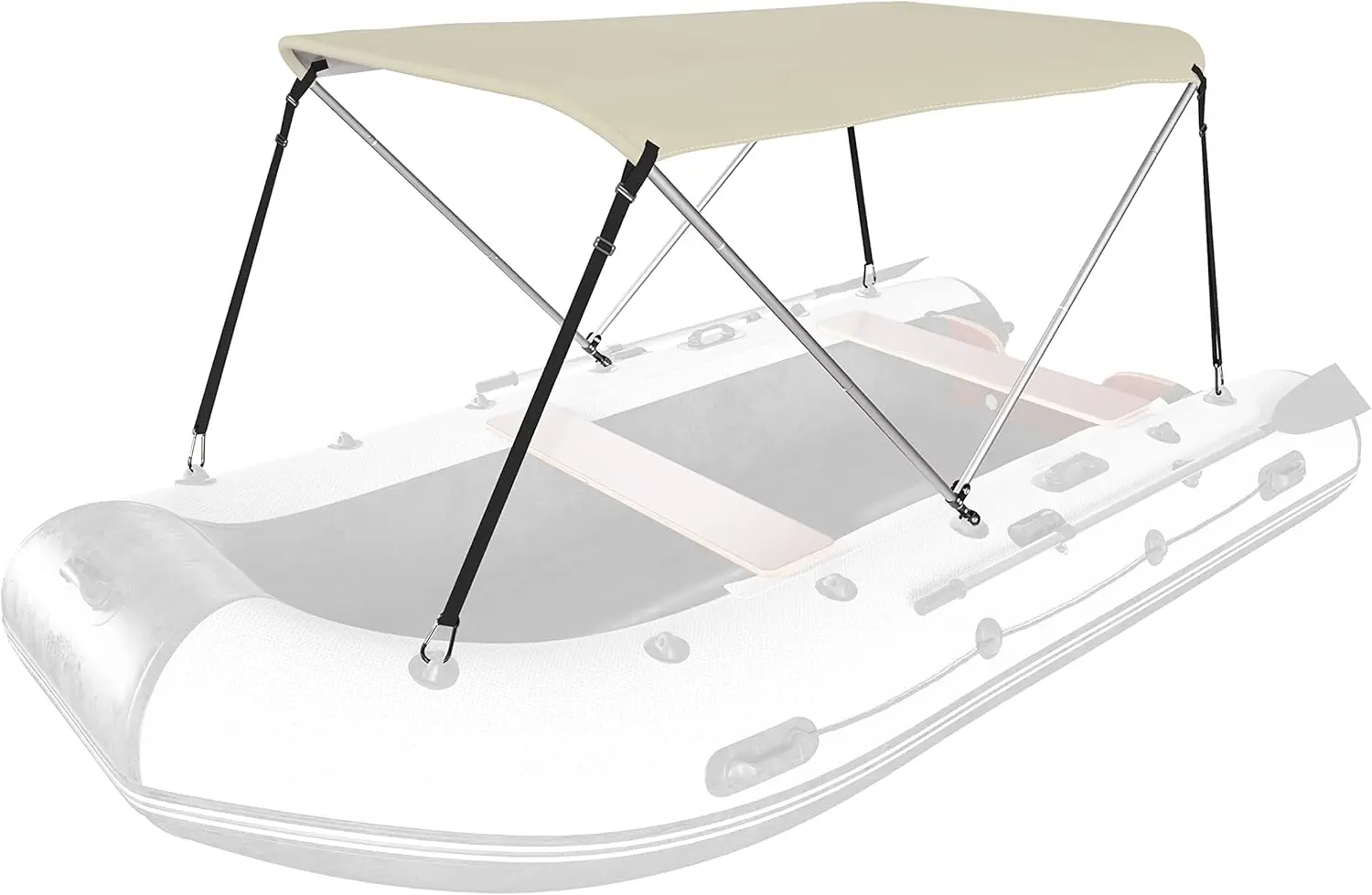 Foldable Bimini Top Boat Cover Canopy Cover 2Bow Bimini Top(63" L 39&lsquo;&rsquo;-55&lsquo;&rsquo; W 43.3" H) Suitable for Boats of 3.2-4.5 FT