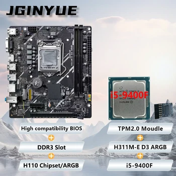 JGINYUE H311M-E D3 ARGB Motherboard with Intel i5-9400F 6C6T TPM2.0 Module Kit MAX 16GB DDR3 RAM Desktop PC ARGB Bundle