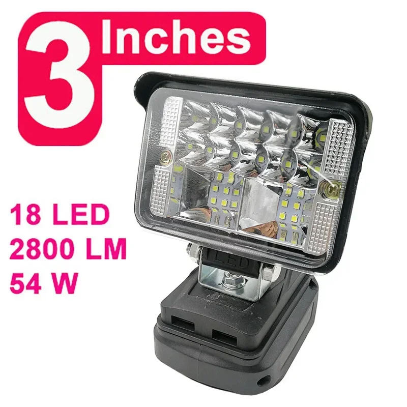 18V LED Flashlight Spotlight For Makita BL1430 BL1830 14.4V 18V Lithium Battery USB Outdoor Lighting With USB