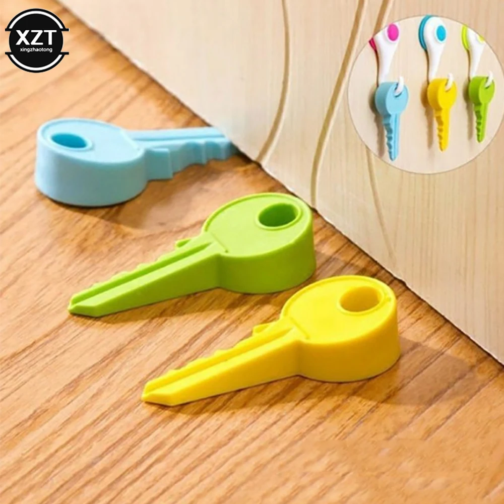 1Pc Cute Key Style Silicone Rubber Door Stopper Anti-Collision Crash Safety Door Stopper Home Decor Kid Baby Finger Protection W door stopper silicone door stopper