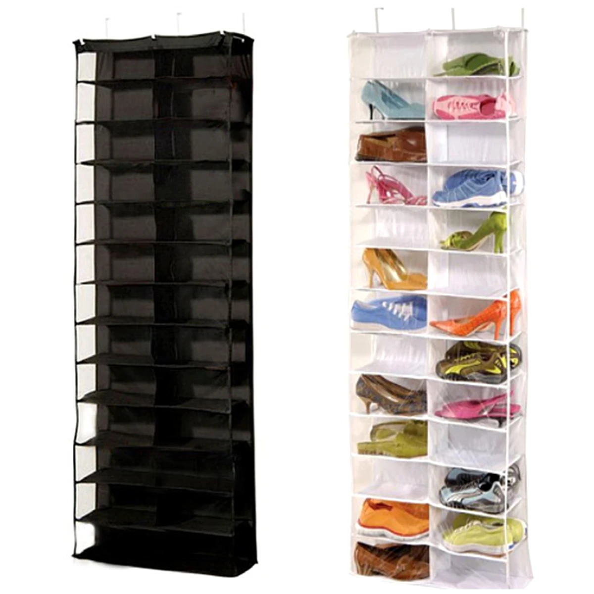 26PocketsOverTheDoorShoeShelvesLargeShoeHangerDoorHanging