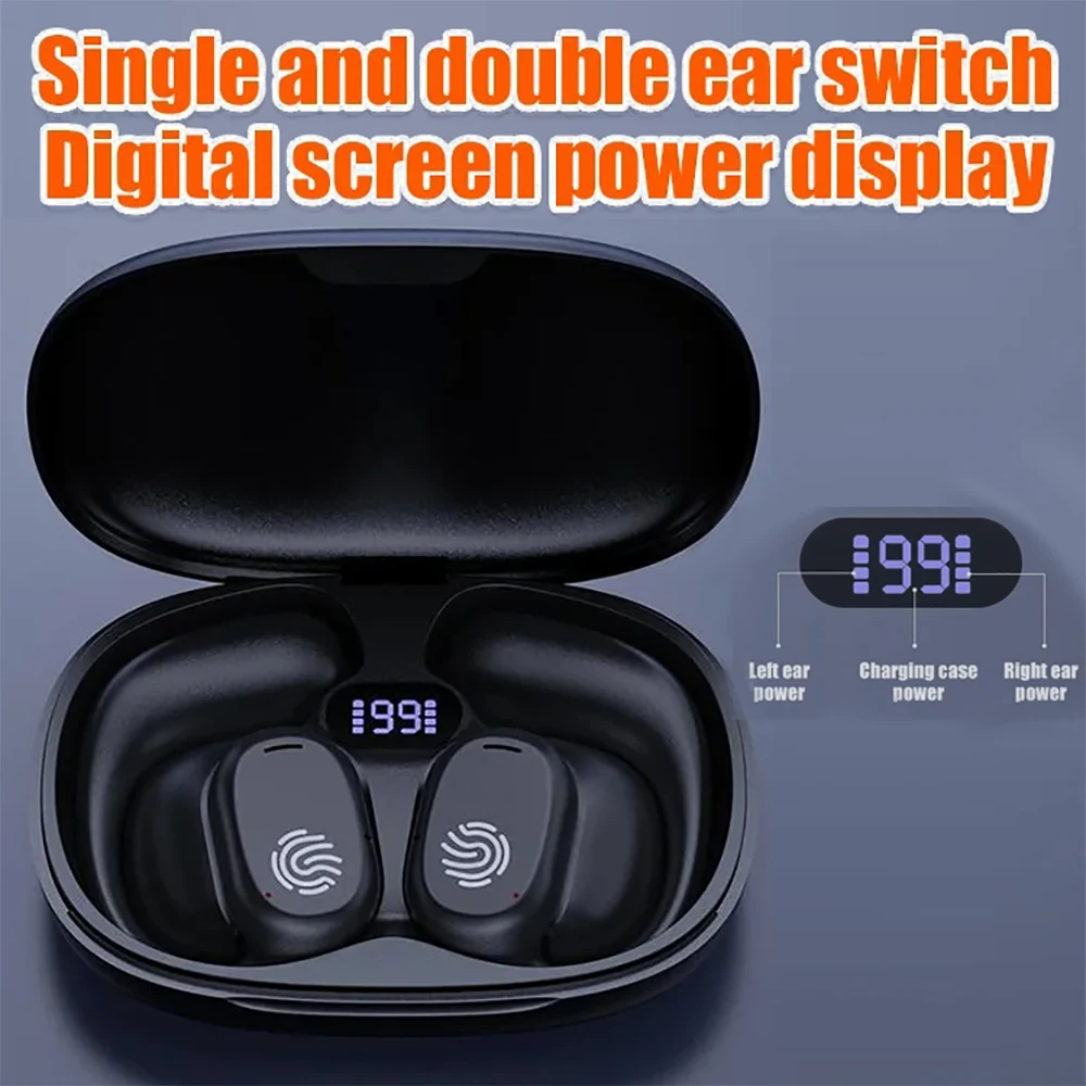 Bluetooth 5.3 Headphones Ear Hook Earphone Wireless Earphones LED Display Waterproof Headset HiFi Stereo Noise Reduction Earbuds 2