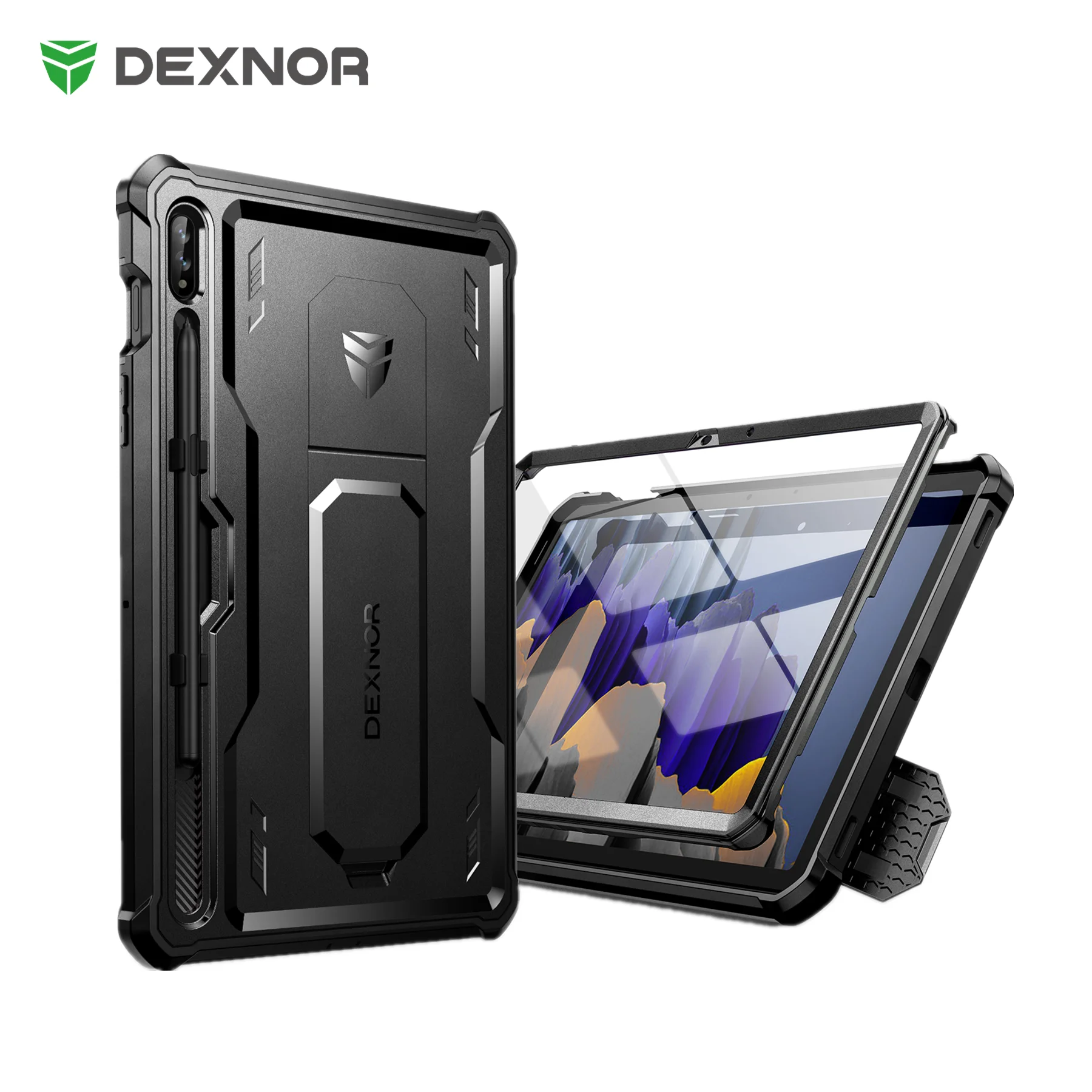 Capa Protetora de Corpo Inteiro para Samsung Galaxy Tab Protetor de Tela Embutido Kickstand com s Pen Holder Capa à Prova de Choque Pesada s7 s8