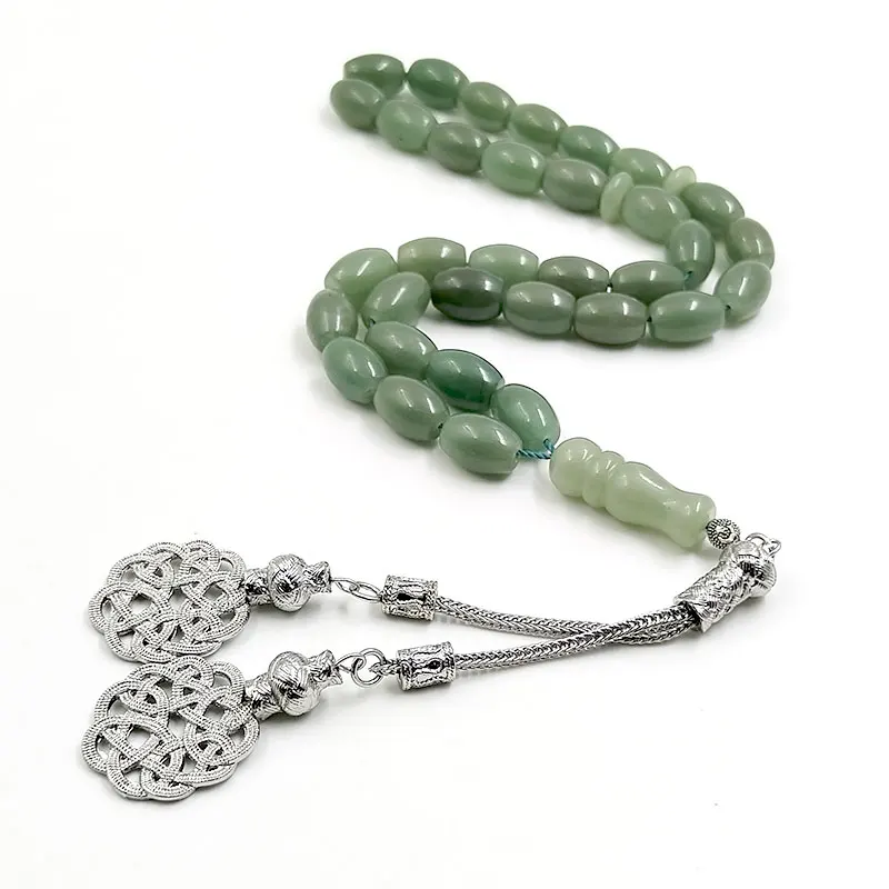 تسبيح الأحجار الكريمة حجر اليشم الطبيعي مسبحة هدية...