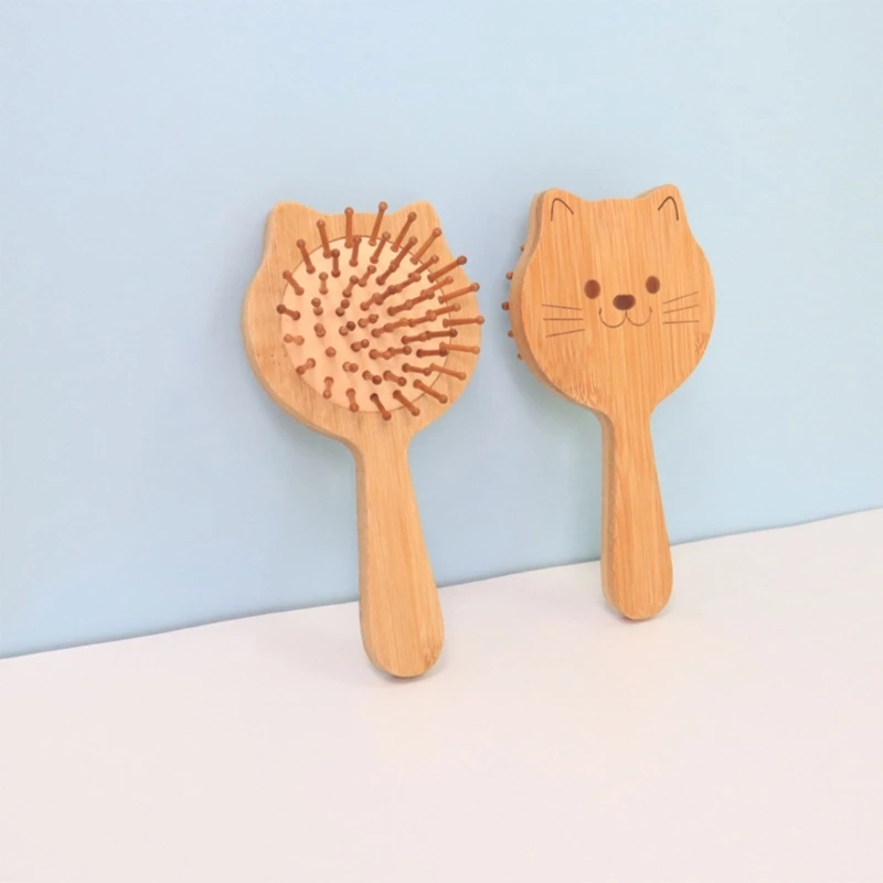 Baby Cradle Caps Brush Soft Hair Brush Hair Comb Bamboo Travel Styling Comb for Toddler Bath Massager