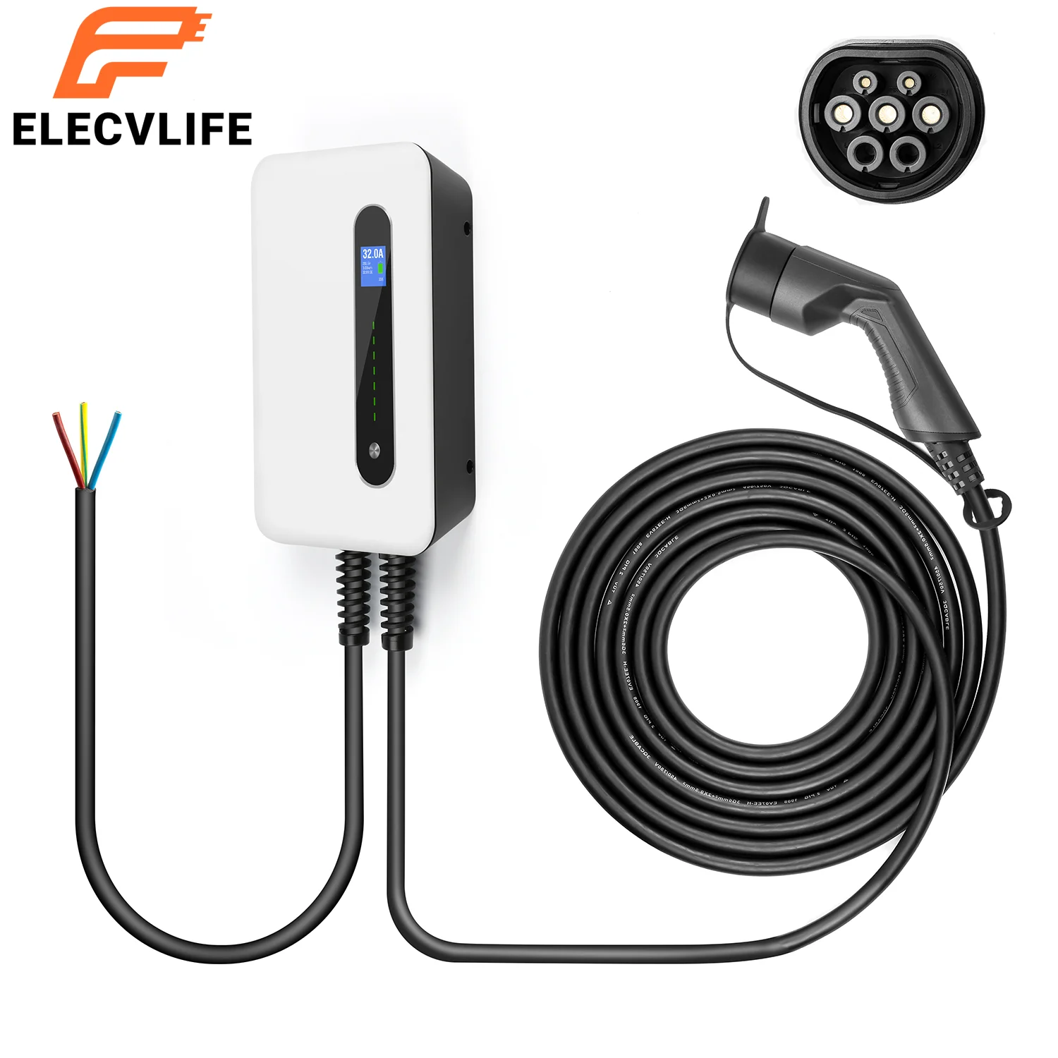 Wallbox 7Kw Ev Caricabatterie Stazione Di Ricarica Per Auto Elettrica Con Cavo Di Tipo 2 16A 32A Monofase Eu Iec 62196-2 Evse Per Auto Elettrica