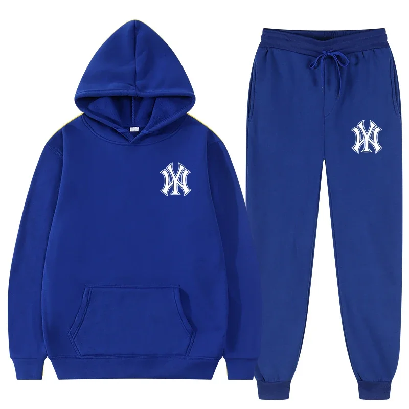 Men's spring and winter hooded sweatshirt + sweatpants two-piece running sportswear fitness jogging casual fashion suit