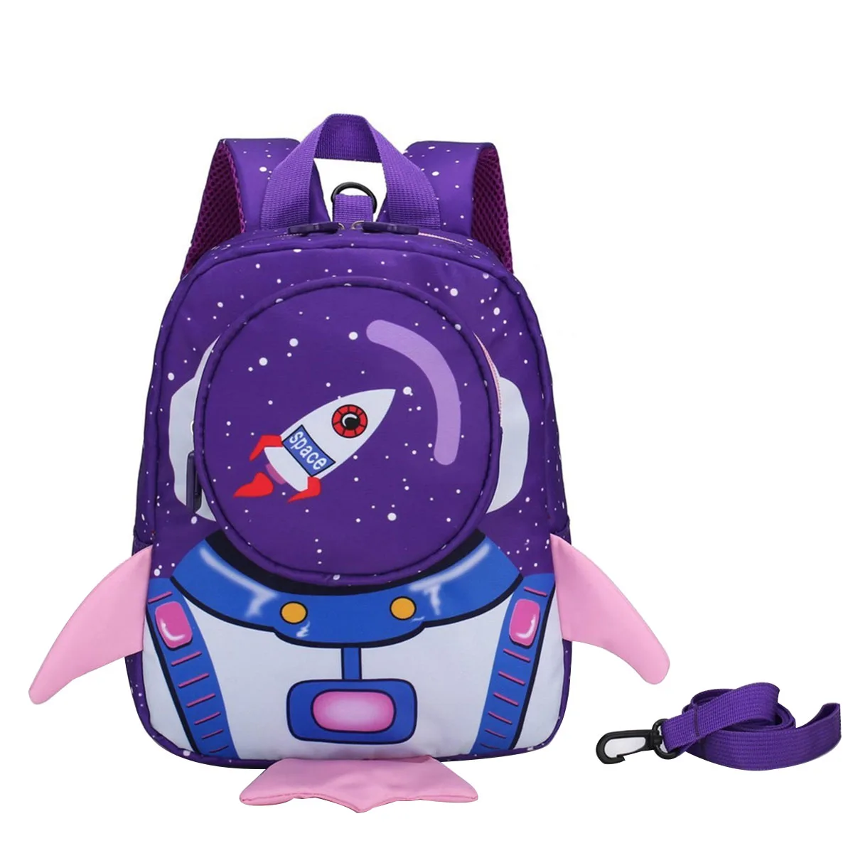 Kids Backpack With Safety Leash Lovely Children 3D Cartoon Rocket Lightweight School Bags Shoulder Bag Backpacks