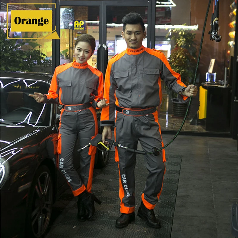 New Work Clothing Sets Men Women Workwear Suits Jackets+Pants Spring Autumn Long Sleeved Auto-repair Beauty Workers Uniforms 4XL