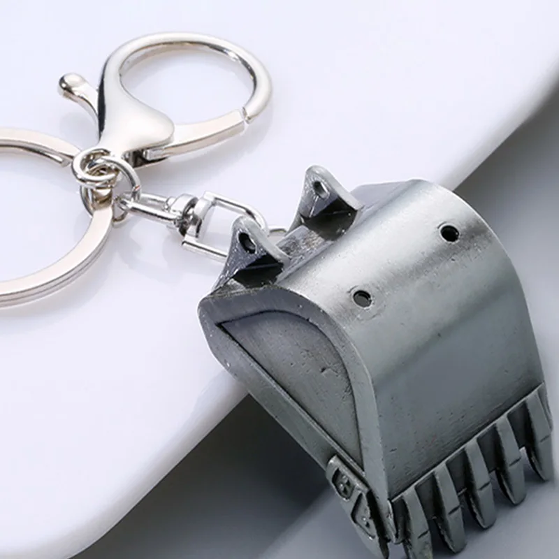 Simulation Bulldozer Keychain For Women Men Creative Mini Stereo Excavator Bucket Model Metal Key Ring Car Key Chain Pendant