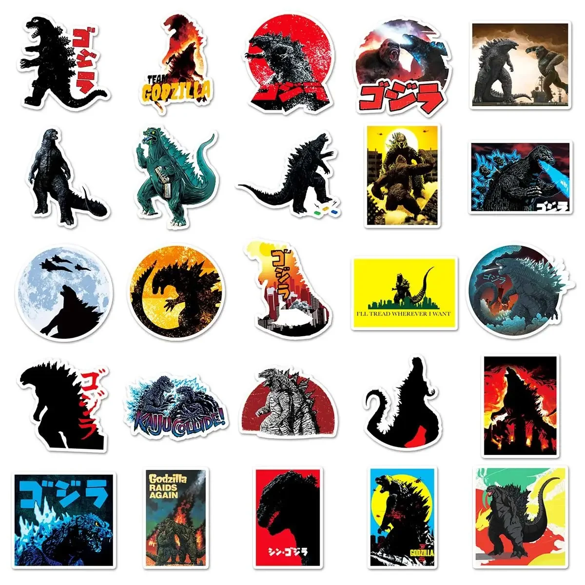 50pcs Godzilla vs King Kong stickers Anime cartoon ins mobile phone decoration handbag DIY waterproof sticker kids gift