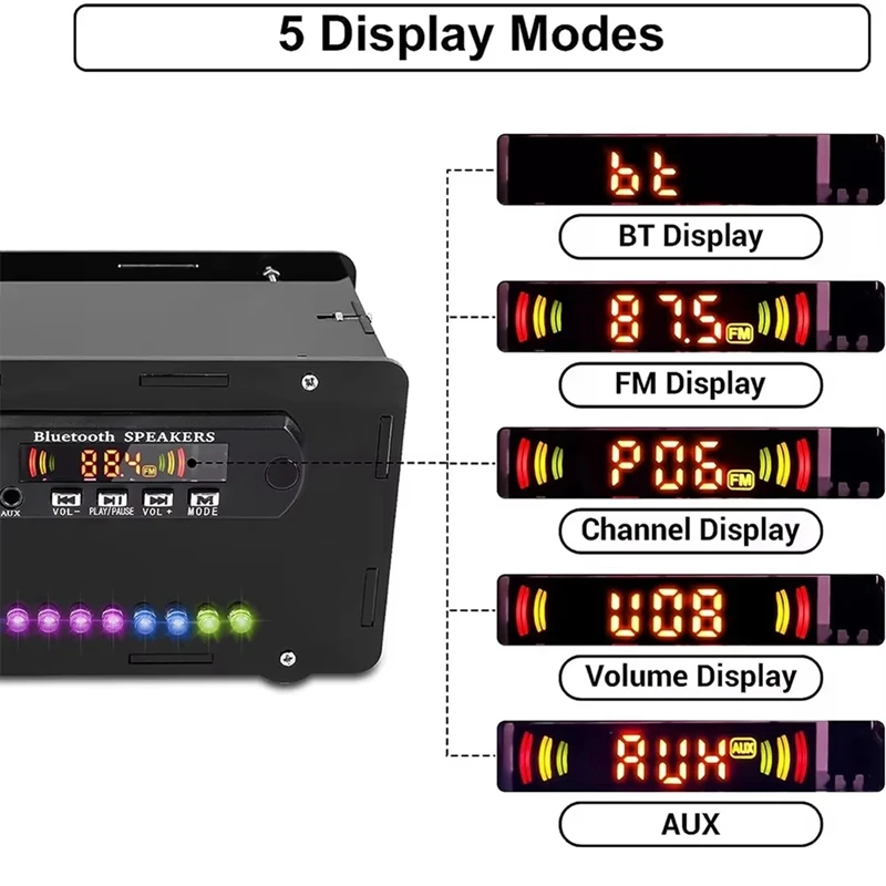 DIY Bluetooth Speaker Kit LED FM Radio USB Home Sound Amplifier With Digital Display Soldering Project Practice