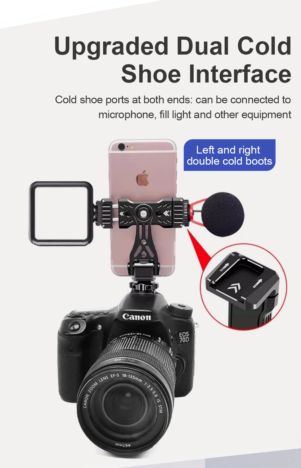 Vertical 360 Stand with 1/4 Screw Rotatable Phone Holder Clamp Clip Mount Adapte
