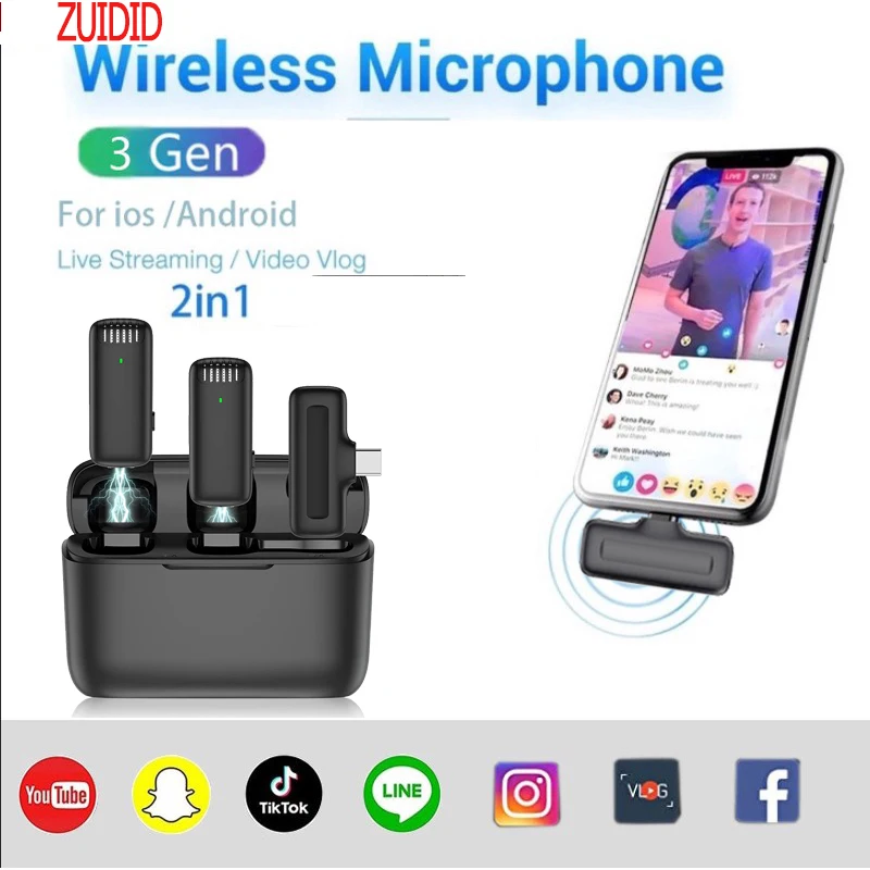 Wireless Lavalier Microphone for Live Recording Portable Mini