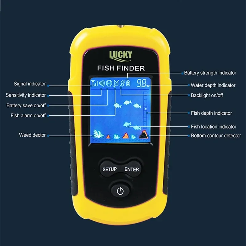 Portable Fish Finder LUCKY FFCW1108-1 Wireless Sonar 120 Meter Range 40 Meter Depth Sensor Fishing LCD Display Fish Finder