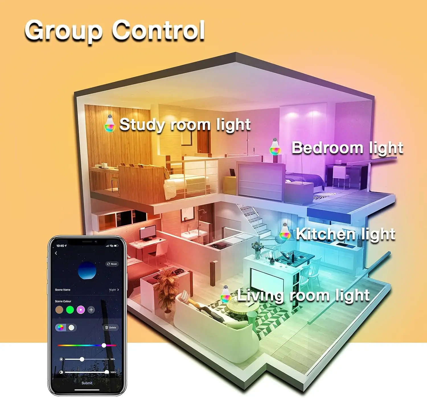 60W Replace A19/A60 Color LED Smart Bulb Light Connects to WiFi Control with Voice or App Activate with Motion Matter Compatible smart led light bulbs