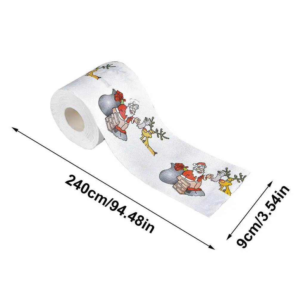 Creative Roll Paper Christmas Pattern Series Toilet Paper Santa Claus Reindeer Tissue Xmas Decor Tissue Roll Table Napkin