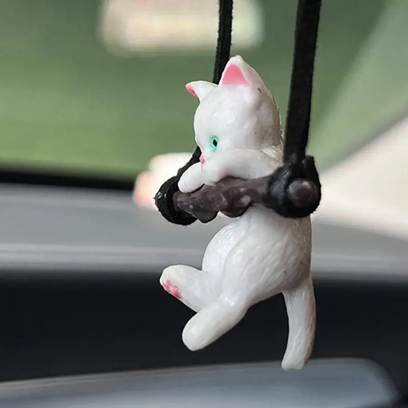 

Cat Car Pendant Decor Hanging Ornaments Auto Rearview Mirror Swing Cat Statue Interior Car Accessories Birthday Gifts For Adults