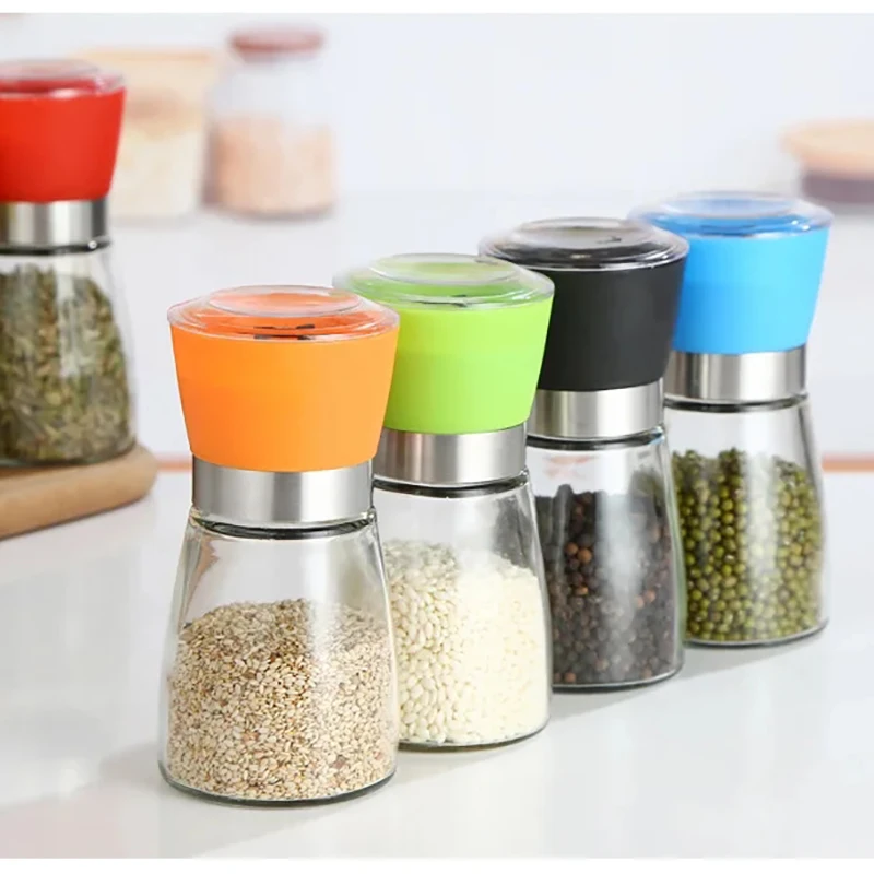Grinder Stainless Steel Salt and Pepper Mill Manual Food Herb Grinders Spice Jar Containers Kitchen Gadgets Spice Bottles Glass salt pepper grinder
