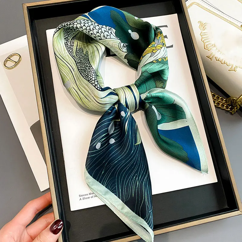 

100% Natural Silk Scarf Women Handkerchief Printed Female Bandana Neck hijab lady girl Spring Foular Neckerchief Square Scarves