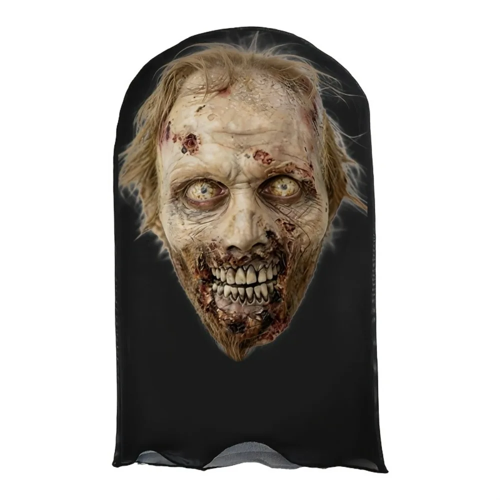 Maschera unisex traspirante in rete a copertura totale del viso con occhi pelosi e teschio feroce, una maschera multifunzionale per le feste a tema. - immagine 2