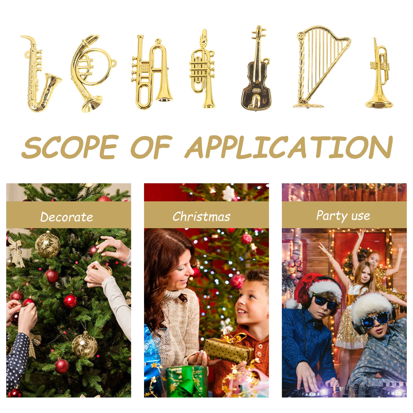 7pcs Mini Musical Instruments Christmas Tree Hanging naments Xmas Decor Miniature Instruments Home Decor Plastic Instrument 5