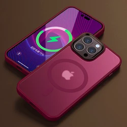 Matte Armor Silicone Magnetic Translucent Case with Wireless Charging Compatibility - iPhone 11 (Wine Red)
