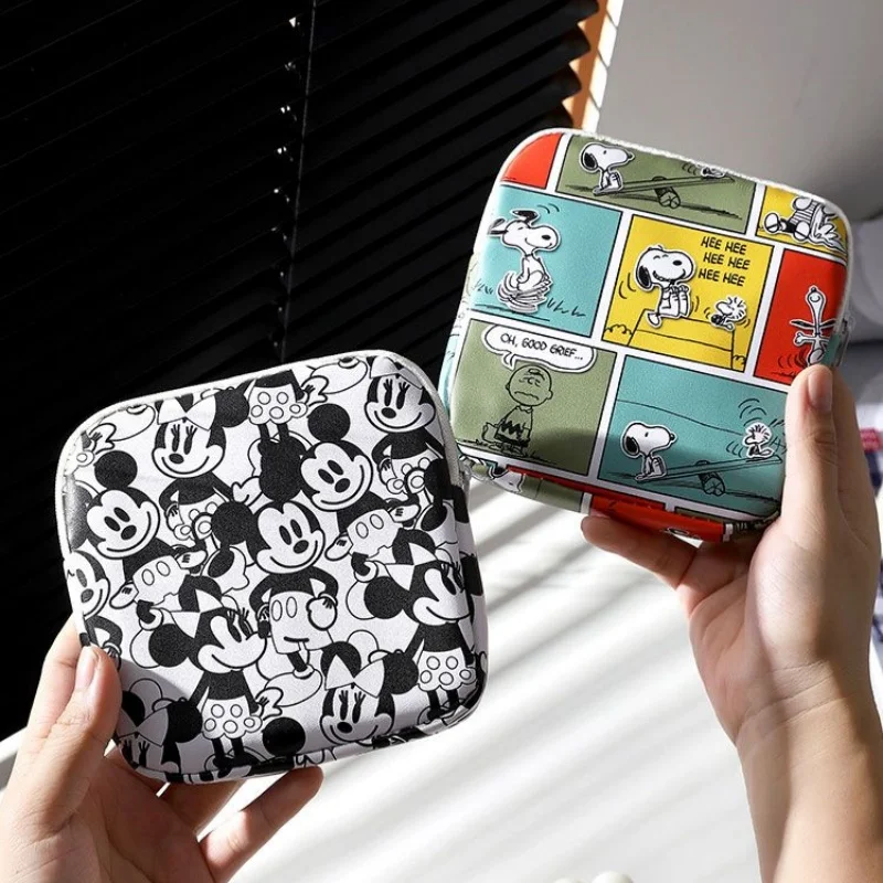 

Сумка для гигиенических салфеток Disney с Микки Маусом, водонепроницаемый кошелек для мелочи из искусственной кожи на молнии, с отделением для кредитных карт, женский бумажник