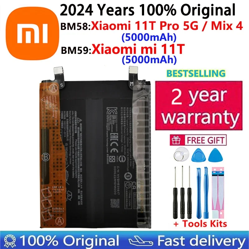 

2024 год 100% оригинальный аккумулятор BM59 для Xiaomi 11T Mi 11T, BM58 для Xiaomi Mi 11T Pro Mi Mix 4 Mix4 батареи Быстрая доставка