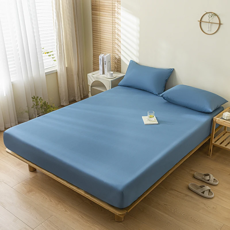 WaterproofFittedSheetSolidColorWithElasticBandBedSheetKing