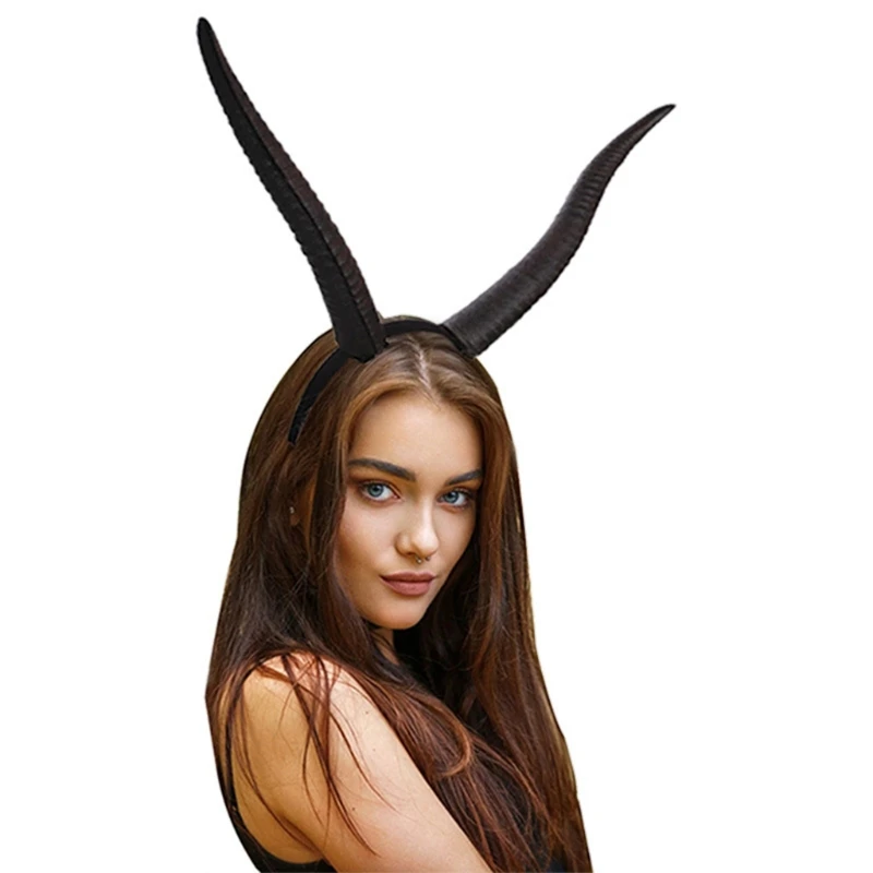 Animal Long Ox Horn headband Halloween Cosplay Devil Demon hair hoop hand Performance Sheep deer Headwear Headdress greek goddess costume