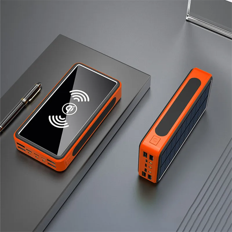 80000mAh Qi Solar Power Bank Wireless Fast Charger for IPhone Xiaomi Samsung with 4 USB External Mobile Phone Battery best powerbanks Power Bank
