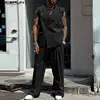 Men's 2024 INCERUN American Style Solid Color Sleeveless Sets Casual Insert Pocket Two-piece Suits Street Fashion Oversize 1