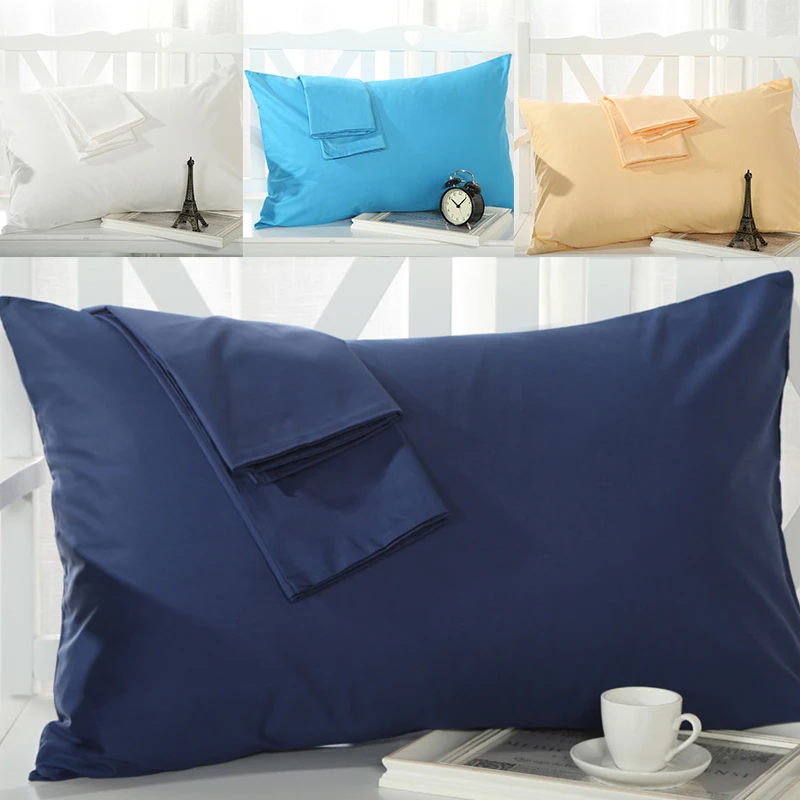 1pc 100% Cotton Pillowcase Soft Pure Egyptian Cotton 400 Thread Count Solid Color Pillow Cover Multi-color Travesseiro 48*74cm 2