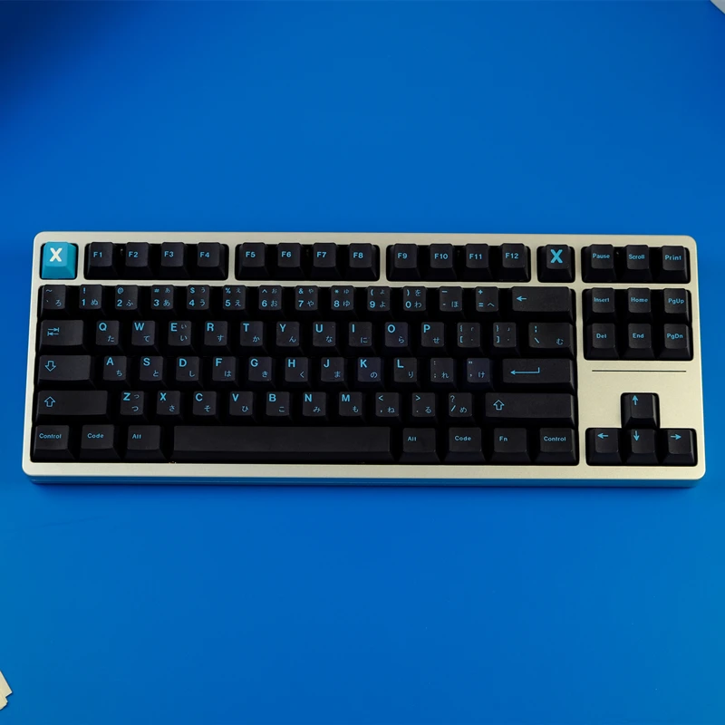 Conjunto de Teclas Preto e Azul Gmk Perfil Cereja Pbt Sublimação de Tintura 61 64 68 75 87 104 108 129 Chaves - Imagem 3