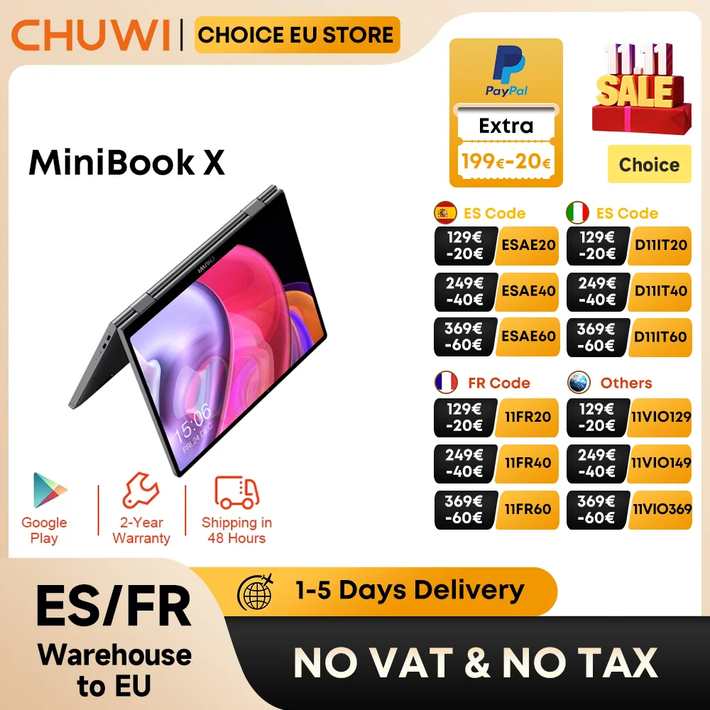 CHUWI MiniBook X N150 Laptop 10.51 Inch 16GB RAM 512GB SSD 2-in-1 Yoga Mode Intel  Windows 11 Notebook 360° Flipable WiFi 6 - AliExpress