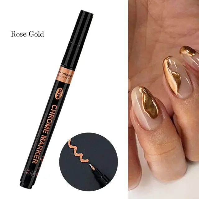 Trendy Metallic Nail Polish Pen Silver Chrome Rose Gold Metallic