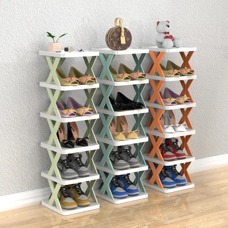 Household Shoes Rack Multi-Layer Space-Saving Folding Shoe Holder Plastic Shoes Cabinets  Home Living Room Dormitory Storage