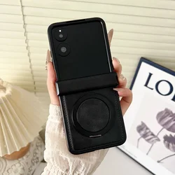 Luxury Leather Magnetic Rotating Phone Case with Shockproof Back Cover - 3-Piece Set for Xiaomi Mix Flip (Black)