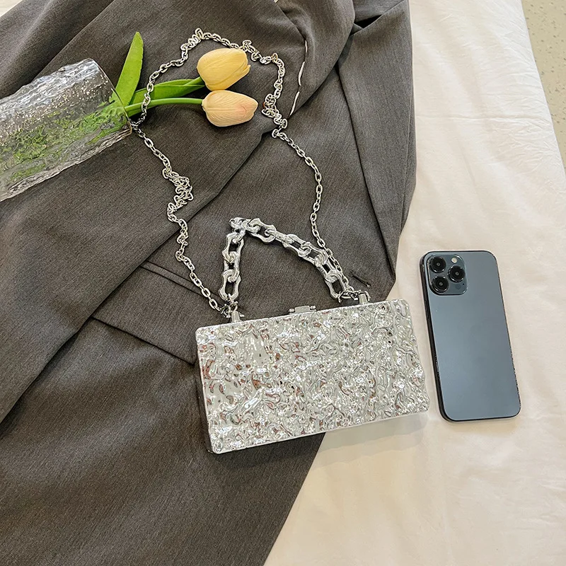 Cross Body Cosmetic Women's Handbag Y2k Acrylic Party Clutch New Fashion Ice Crack Hand Women's Dinner Trend