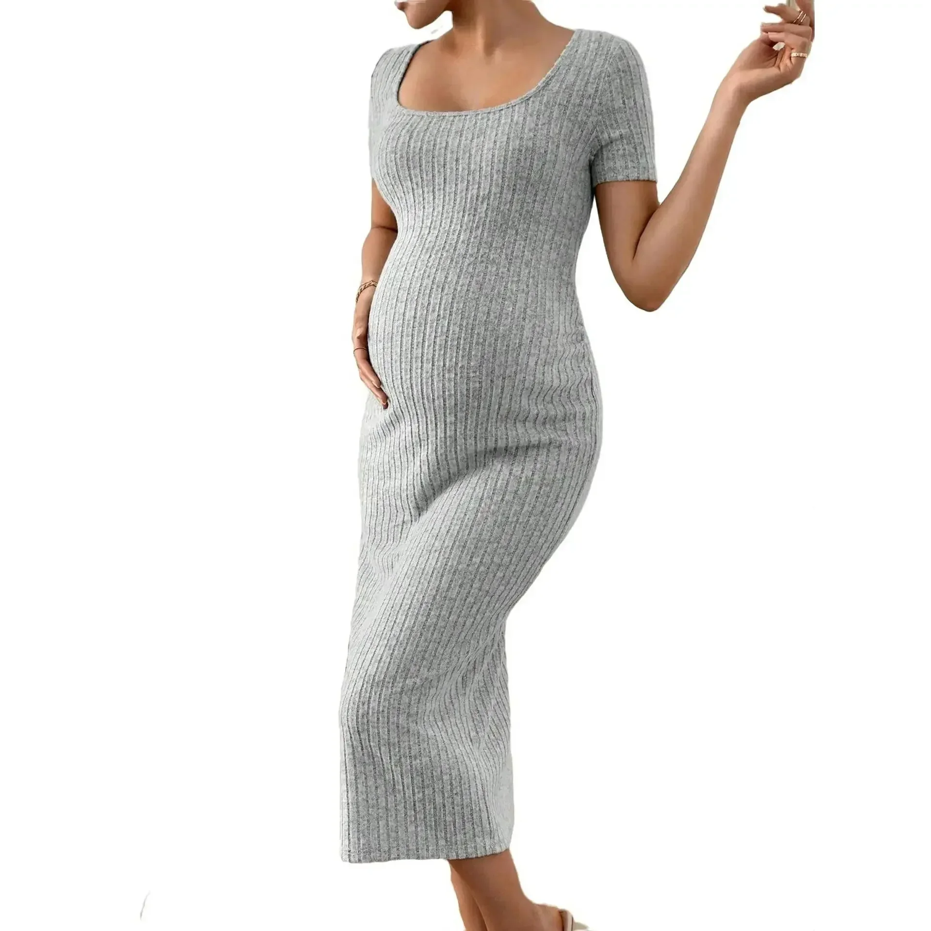 American Fashion Casual Strickkleid Sommer schlank eine Linie Seite spaltet Kleidung für schwangere Frauen 24ss y2k Jugend Schwangerschaft – Detail 12