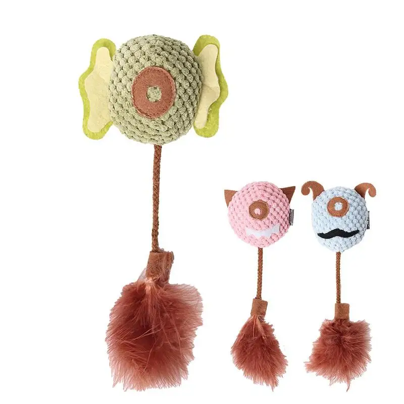 

Cat Chewing Toy Catnip Plush Cute Chew Toys Cat Teaser Bell Feather Stick Toy For Kitten Cat Teaser Chaser Wand Toy Supplies