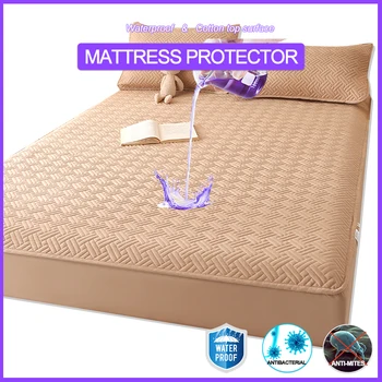 Protecteur de matelas imperméable de luxe-antibactérien, anti-acariens et silencieux, housse de matelas, adapté à toutes les saisons 1