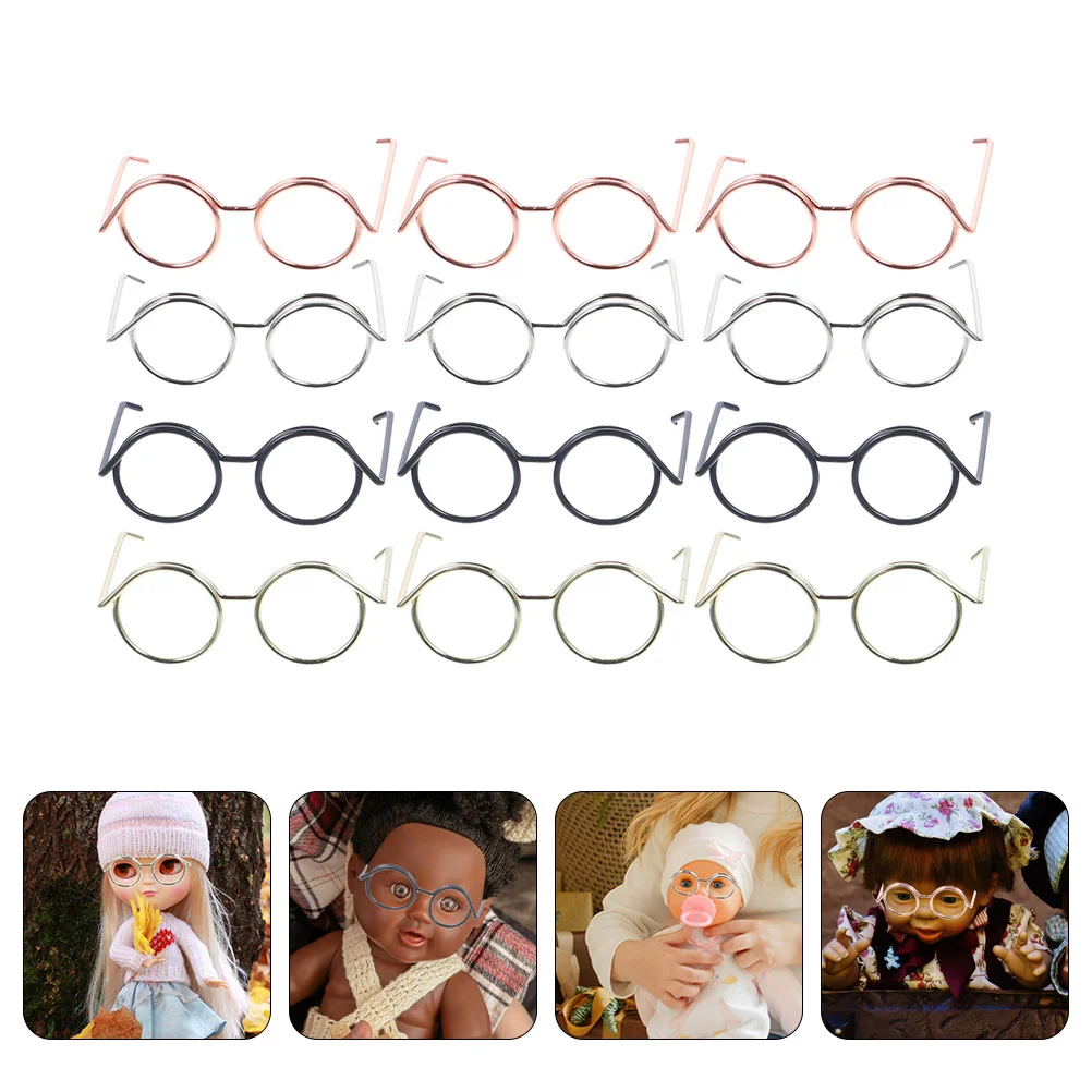 

Doll Glasses Doll Eyeglasses Mini Glasses Dolls Dress Up Iron Glasses Props Doll Mini Glasses DIY With Swing Metal Frame