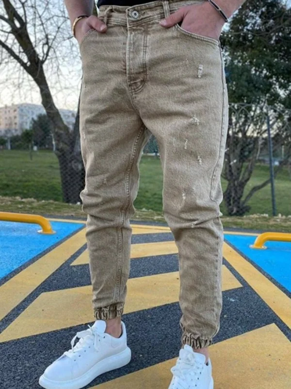 Men‘S Jeans 2021 Jogger Harem Pants Men Harajuku Cargo Cotton Scratched Jeans Biker Casual Denim Hip-hop Sweatpants Male Trouser