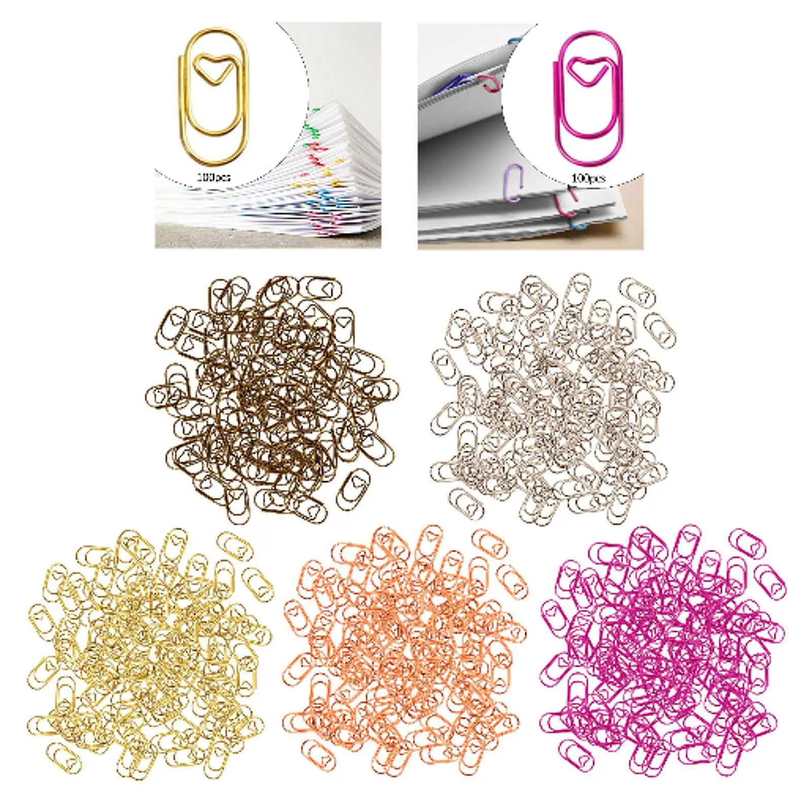 100개 종이 클립 노트 개인 문서 저널용 분류 클립